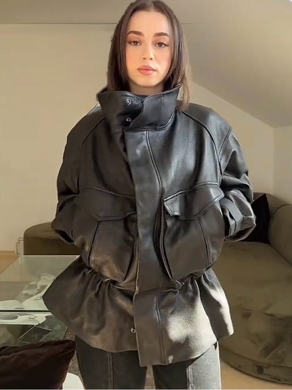 H&M STUDIO COLLECTION
NWT PEPLUM BLACK LEATHER JACKET SIZE SMALL - Picture 11 of 16